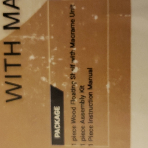 Maris Wood Floating Shelf with Black Macrame Organizing Accent Pocket & Hooks - Picture 5 of 7